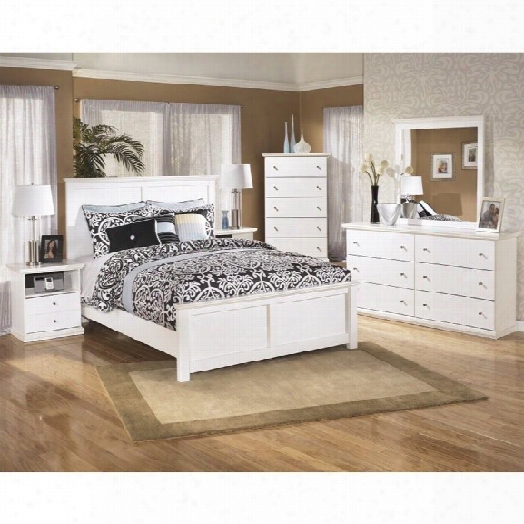 Ashley Bostwick Shoals 6 Piece Wood Queen Panel Bedroom Set In White