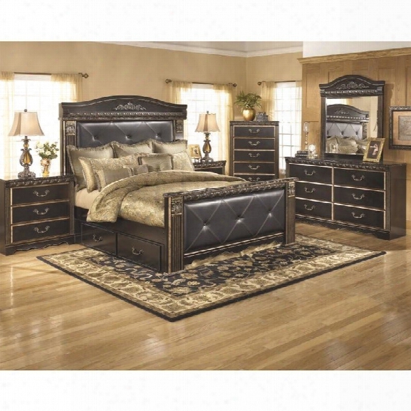 Ashley Coal Creek 6 Piece King Drawer Bedroom Set In Dark Brown