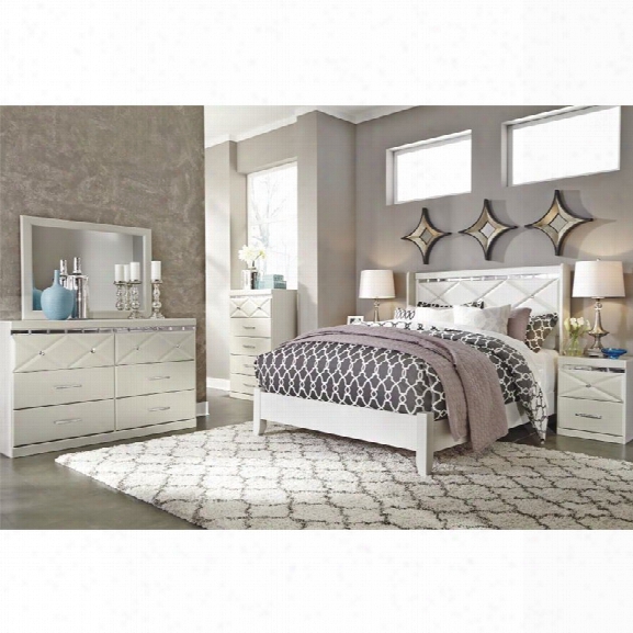 Ashley Dreamur 5 Piece Queen Panel Bedroom Set In Champagne