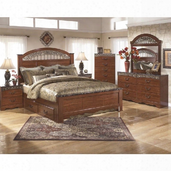 Ashley Fairbrooks Estates 6 Piece King Drawer Bedroom Set In Brown