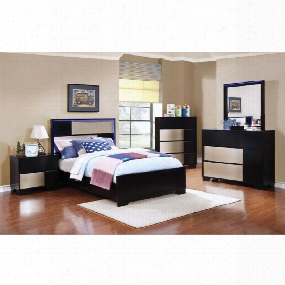 Coaster Havering 5 Piece Full Led Panel Bedroom Set In Black