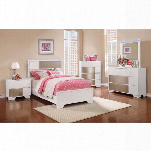 Coaster Havering 5 Piece Full Led Panel Bedroom Set In Blanco