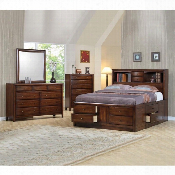 Coaster Hillary 4 Piece California King Storage Bedroom Set In Brown