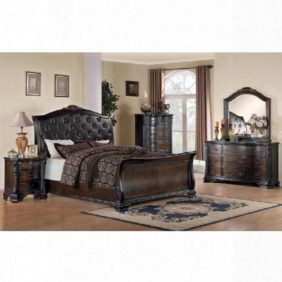 Coaster Maddison 5 Piece California King Sleigh Bedroom Set In Brown