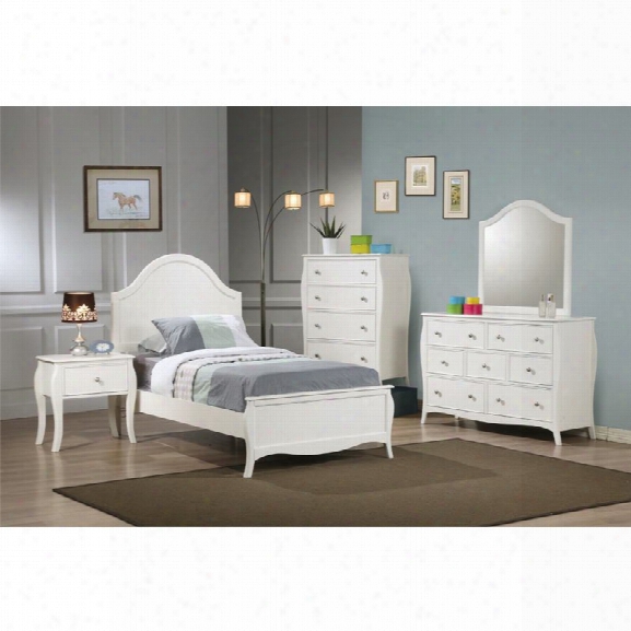 Coaster Pepper 4 Piece Twin Panel Bedroom Set In White