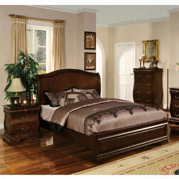 Furniture Of America Adhammer 3 Piece King Panel Bedroom Set In Dark Walnut