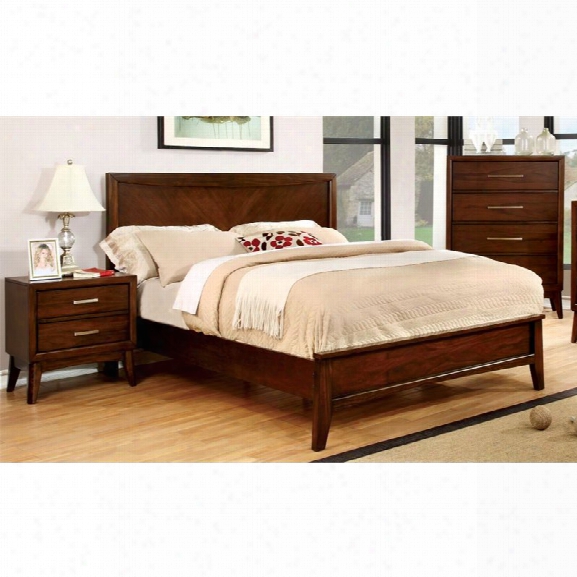 Furniture Of America Bryant 3 Piece King Panel Bedroom Set In Brown Cherry