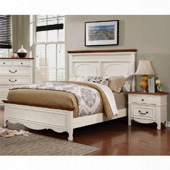 Furniture Of America Darla 2 Piece King Bedroom Set In White And Oak