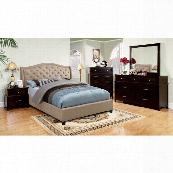 Furniture Of America Devans 4 Piece Upholstered King Bedroom Set