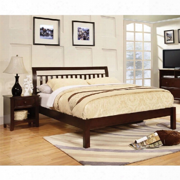 Furniture Of America Elena 2 Piece Queen Slat Bedroom Set In Dark Walnut