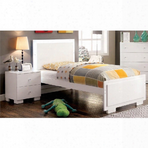 Furniture Of America Hallowell 2 Piece Full Led Bedroom Set In White