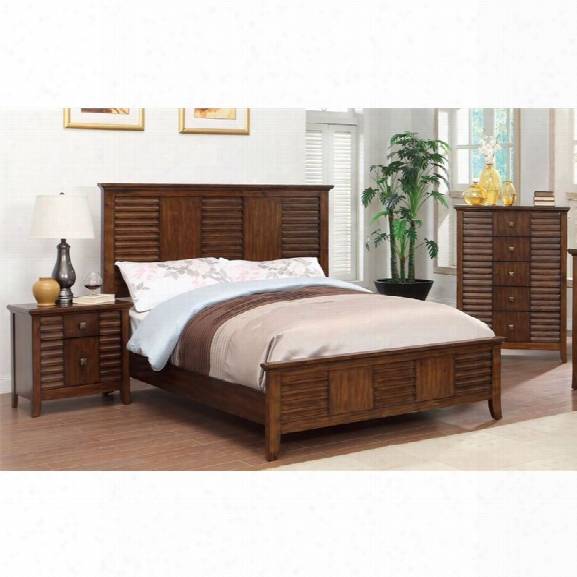 Furniture Of America Kyrin 3 Piece King Panel Bedroom Set In Walnut