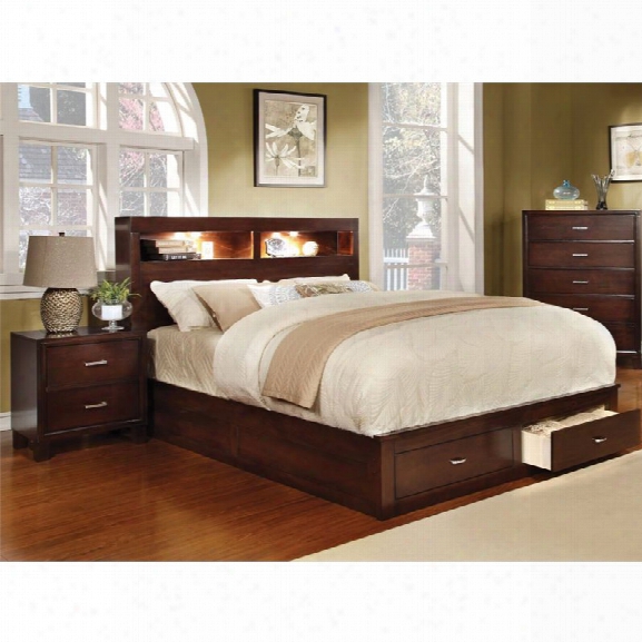 Furniture Of America Louis 2 Piece King Bookcase Bedroom Set In Brown Cherry