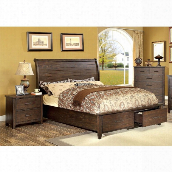 Furniture Of America Nuguay 3 Piece King Sleigh Bedroom Set In Espresso