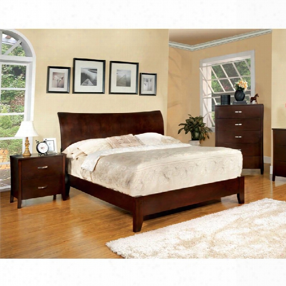 Furniture Of America Ownby 3 Piece King Panel Bedroom Set In Brown Cherry
