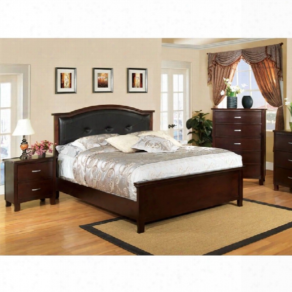 Furniture Of America Pruden 3 Piece King Panel Bedroom Set In Brown Cherry