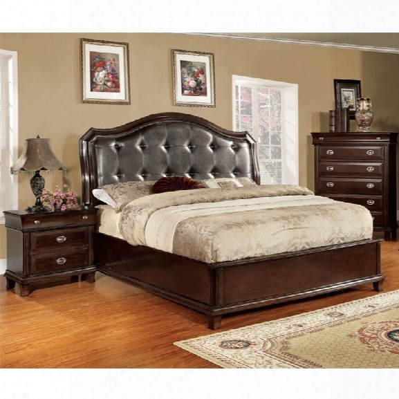 Furniture Of America Semptus 3 Piece King Bedroom Set In Brown Cherry