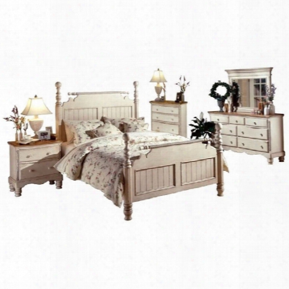 Hillsdale Wilshire 5 Piece Bedroom Set In Antique White-queen