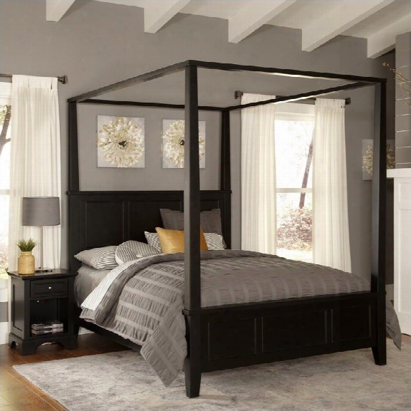 Home Styles Bedford Canopy Bed And Night Stand In Black-queen