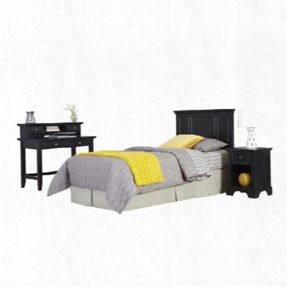 Home Styles Bedford Twin Headboard 4 Piece Bedroom Set In Black