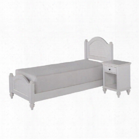 Home Styles Bermuda 2 Piece Wood Twin Bedroom Set In White