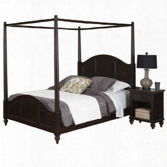 Home Styles Bermuda Canopy Bed And Night Stand Espresso Finish-queen
