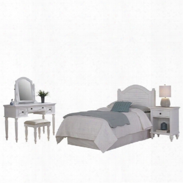 Home Styles Bermuda Twin Headboard 4 Piece Bedroom Set In White