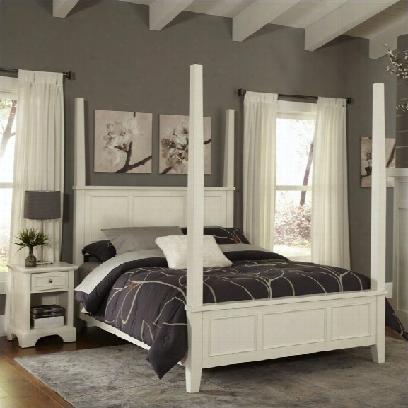 Home Styles Naples Poster 2 Piece Bedroom Set (bed And Night Stand) In White-queen