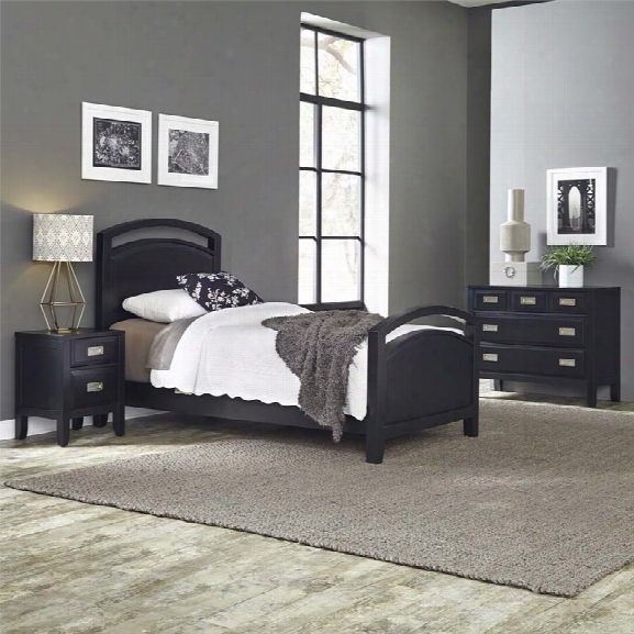 Home Styles Prescott 3 Piece Twin Panel Bedroom Set In Black