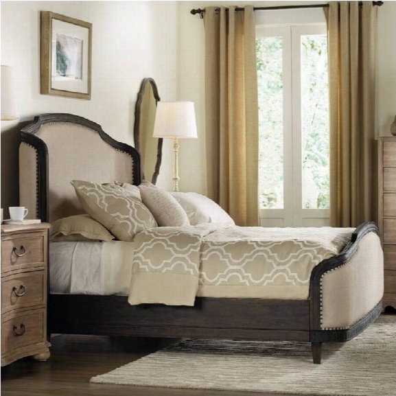 Hooker Furniture Corsica Upholstered Shelter Bedroom Set In Dark Wood