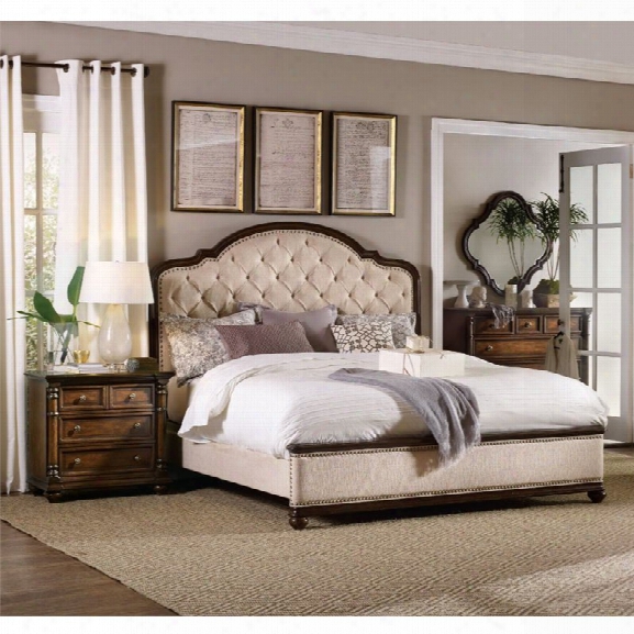 Hooker Furniture Leesburg 3 Piece Upholstered Queen Bedroom Set In Mahogany