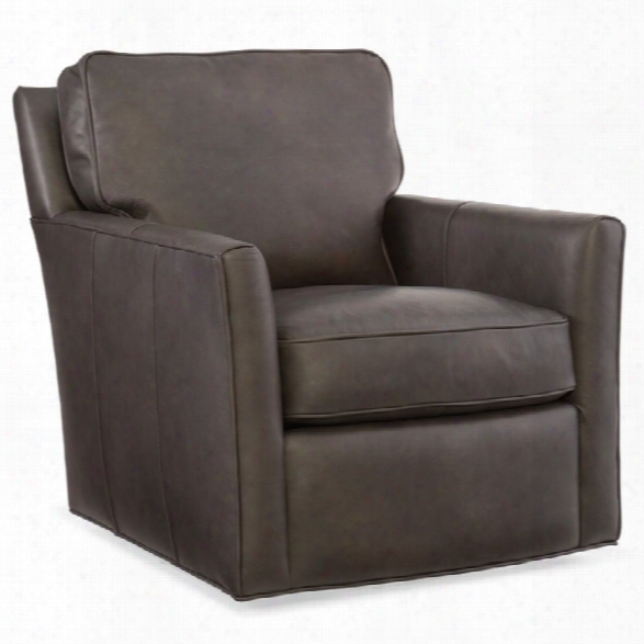 Hooker Furniture Mandy Leather Swivel Club Chair In Gray