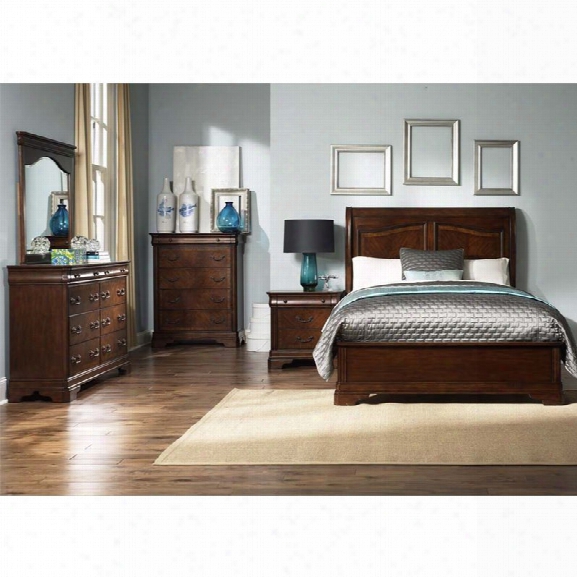 Libety Furniture Alexandria 5 Piece Queen Sleigh Bedroom Set In Brown