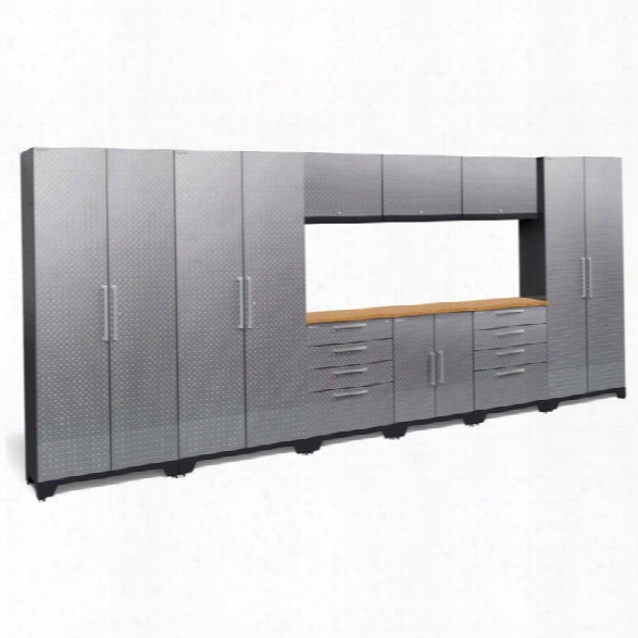 Newage Performance 2.0 10 Piece Diamond Plate Cabinet Set In Silver