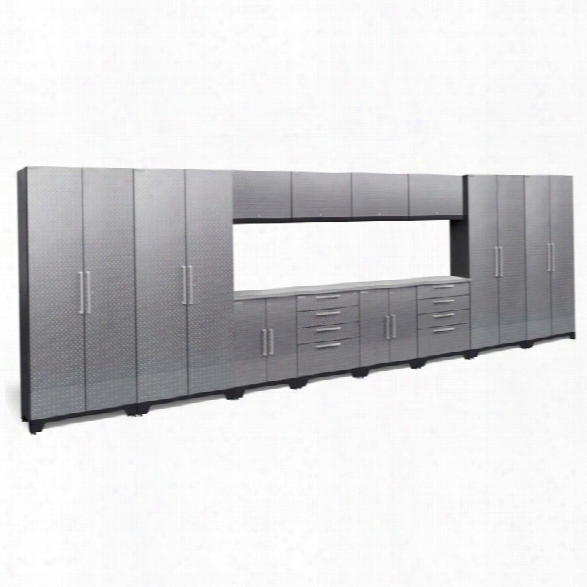 Newage Performanc E2.0 14 Piece Diamond Plate Cabinet Set In Silver