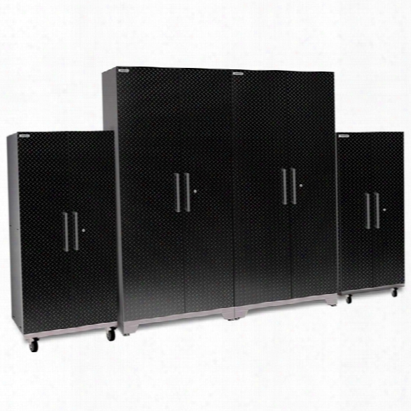 Newage Performance Plus 2.0 4 Piece Diamond Plate Cabinet Set In Black