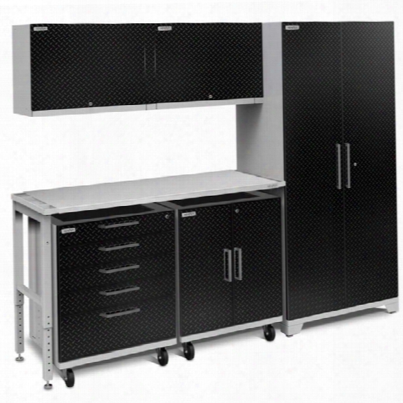 Newage Performance Pluus 2.0 6 Piece Diamond Plate Cabinet Set In Black