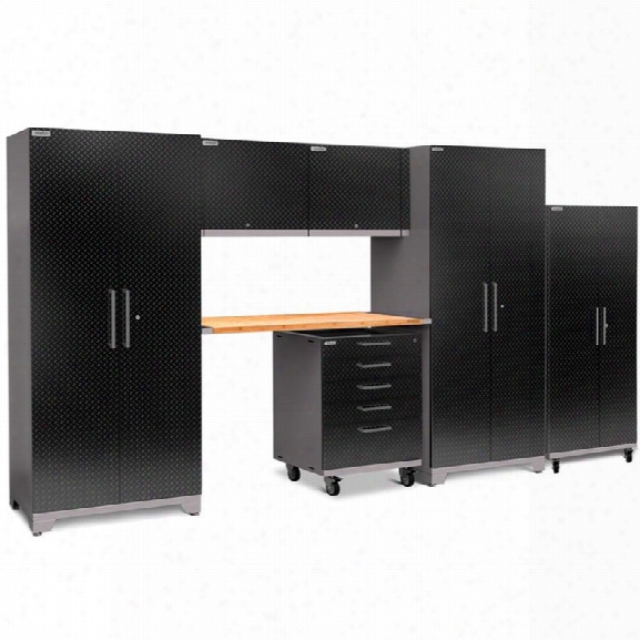 Newage Performance Plus 2.0 7 Piece Diamond Plate Cabinet Set In Black