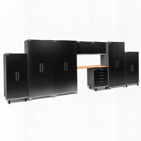 Newage Performance Plus 2.0 9 Piece Diamond Plate Cabinet Set In Black