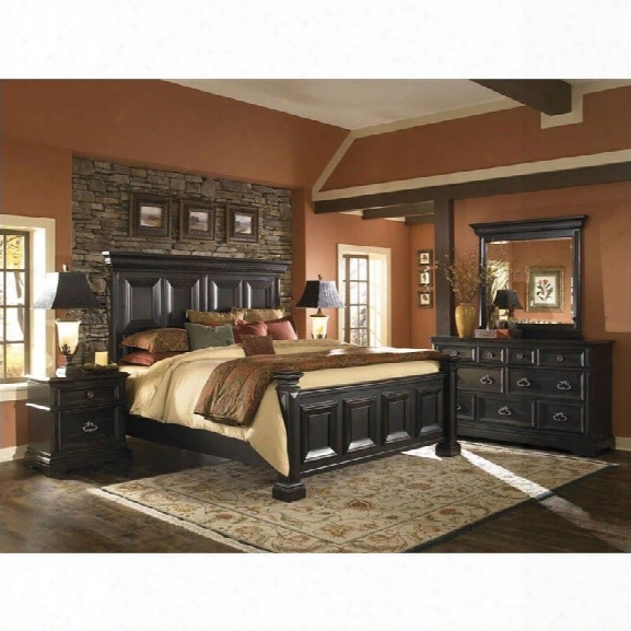 Pulaski Brookfield 5 Piece Panel Bed Set In Ebony Finish