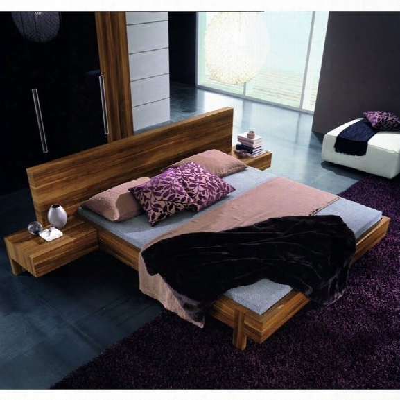 Rossetto Gap Platform Bed 3 Piece Bedroom Set In Walnut