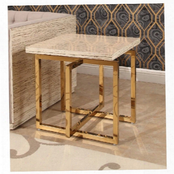 Abbyson Living Eaton Stainless Steel End Table In Beige