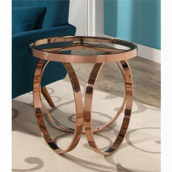 Abbyson Living Glaston Stainless Steel End Table In Rose Gold