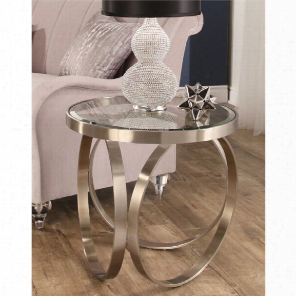 Abbyson Living Glaston Stainless Steel End Table In Silver