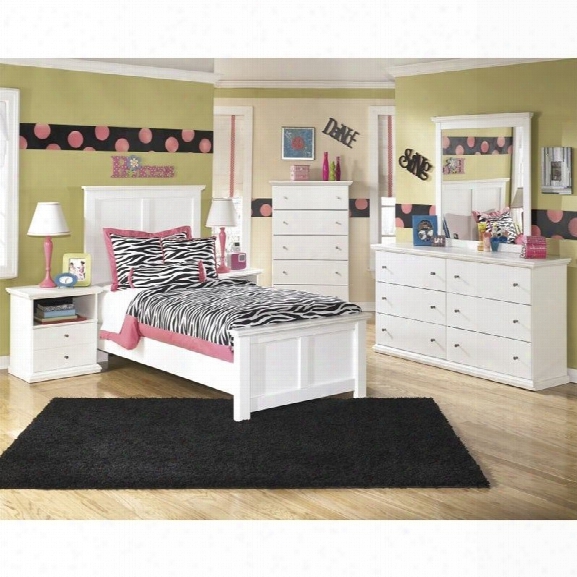 Ashley Bostwick Shoals 6 Piece Wood Twin Panel Bedroom Set In White