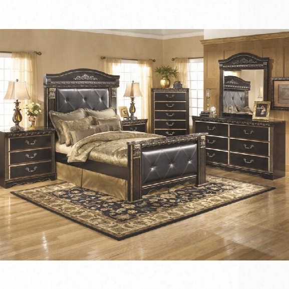 Ashley Coal Creek 6 Piece Queen Panel Bedroom Set In Dark Brown