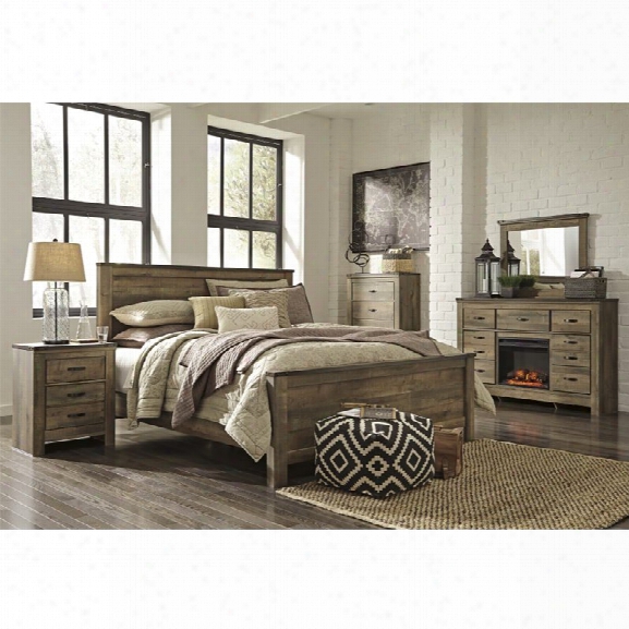 Ashley Trinell 5 Piece King Panel Bedroom Set In Brown