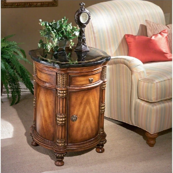 Butler Specialty Heritage Drum End Table With Fossil Stone Top