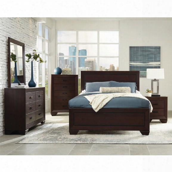 Coaster Fenbrook 5 Piece King Storage Panel Bedroom Set In Dark Cocoa