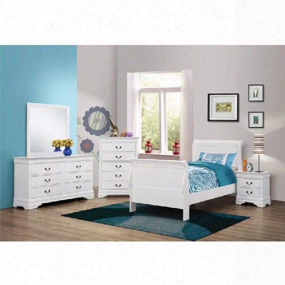 Coaster Louis Philippe 5 Piece Win Sleigh Bedroom Set In White